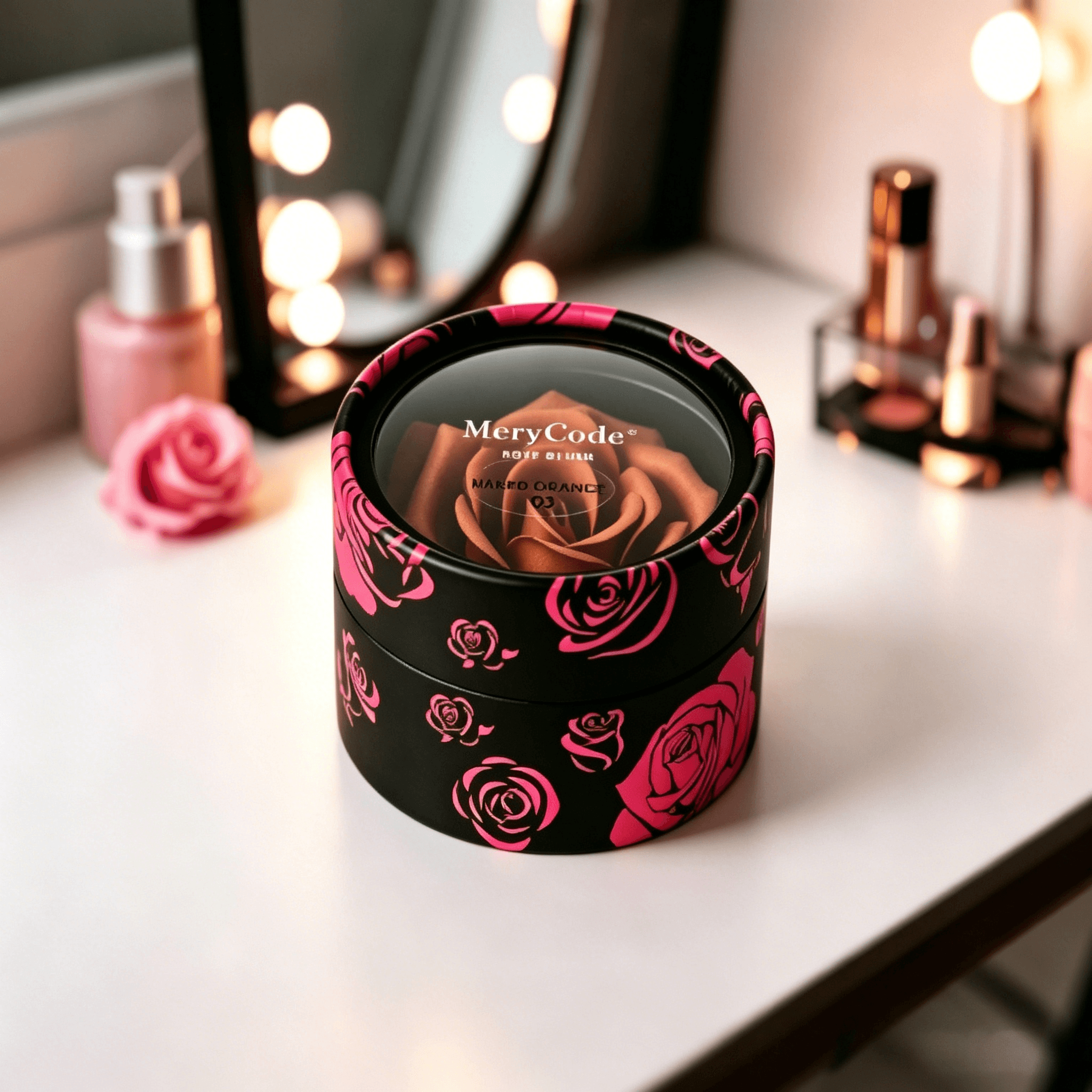 ROSE BIUSH ORANGE Round Rose Blush Packaging